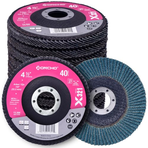 4-1/2" x 7/8" 40 Grit Zirconia Flap Discs for Angle Grinder, 12 Pack - size: 40GR12