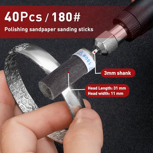 40PCS Sanding Sticks,180 Grit Sanding Drums for Dremel Rotary Tool - style: 180 Grit 40 Pcs