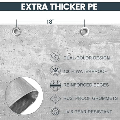 TICONN Heavy Duty Tarp Cover Waterproof, Extra Thick UV Resistant Tarpaulin - color: Blue, size: 6'x8', 5.5 Mil, 2PK