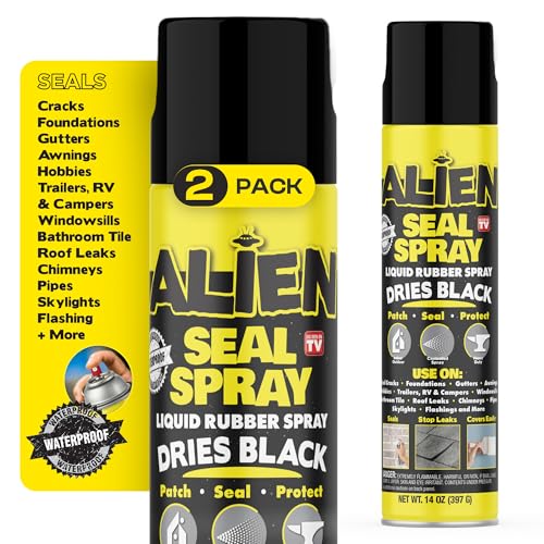 Alien Tape Liquid Sealant Spray 2 Pack, Waterproof Liquid Rubber Spray Prevents Patches and Seals Leaks, Protects Surfaces, Works on Most Materials, Long Lasting, Dries Black - style: 2 Pk - Black