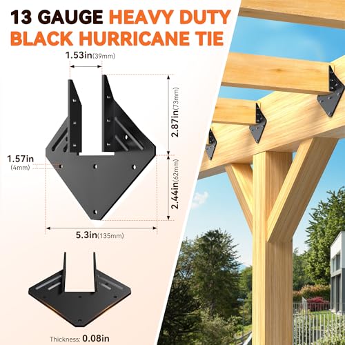 30 Pcs Black Hurricane Tie for Rafter - Heavy Duty 13 Gauge Hurricane Clips for Trusses, Roof Rafter Brackets fits 2x4,2x6 Wood, Rafter Connector, Roof Truss Clips, Hurricane Ties - style: Black Hurricane ties - 30pcs