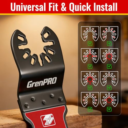 GRENPRO 3-Pack TiCN Carbide Oscillating Saw Blades for Metal Cutting