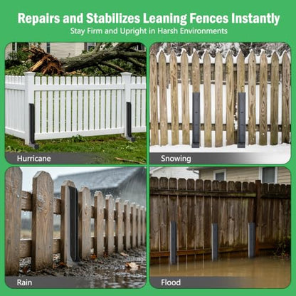 4 Pack Fence Post Repair Kit,Heavy Duty Fence Post Anchor Ground Stakes,Can Quickly Repair Various Types of Fence Posts
