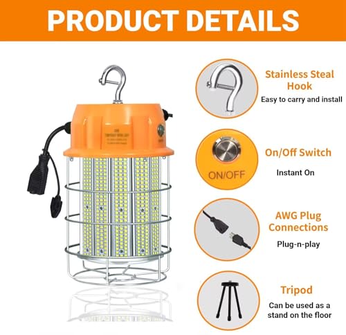 400W LED Temporary Work Light,Portable Hanging Construction Work Light