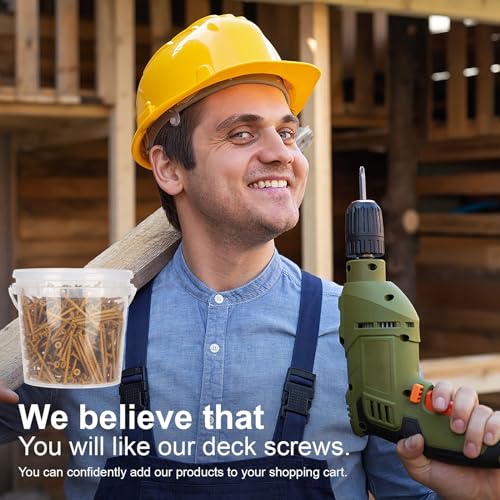 Wood Screws #8 x 1-1/2’’, T25 Star Torx Drive Flat Head Deck Screws, Tan, 165Pcs (1lb) - color: Tan, size: 8X1-1/2’’
