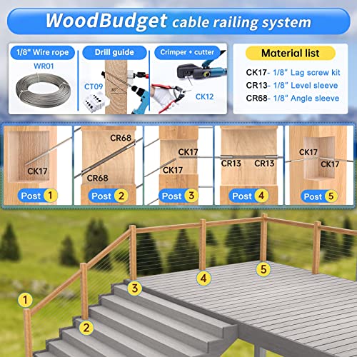 Muzata 30 90 Degree Visible Cable Railing Drill Guide Jig CT09 - size: 30° & 90°