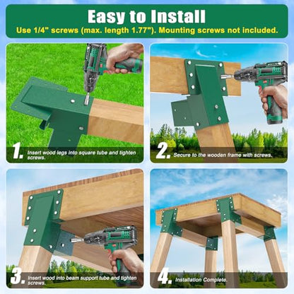 Dolibest Heavy Duty Deer Stand Brackets, 4x4 Compound Angle Bracket, Powder Coated Elevated Bracket for Outdoor Platforms, Deer Hunting, Shooting Shack, Observation Decks& Tree Houses (4Pack) - color: C: Green-4Pcs