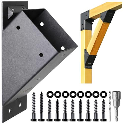 8Pcs 45 Degree Pergola Angle Support Brackets, 4x4 Wood Connector - size: 4"×4"-B