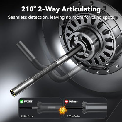 Two-Way 210° Articulating Borescope, 4.3" 1080P Endoscope Camera with Light