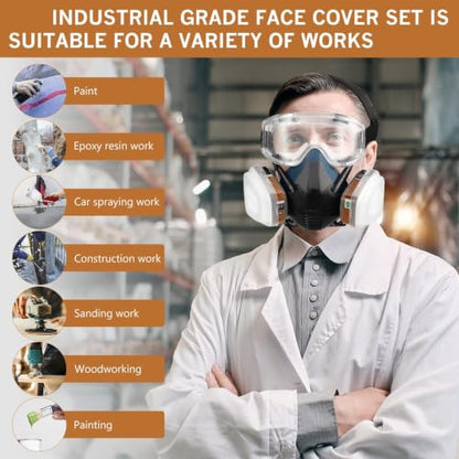 Blue Chemical Respirator with Goggle for Epoxy Resin, Painting