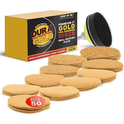 Dura-Gold 3" Gold Sanding Discs Grit Assortment 40, 60, 80,1 20, 220, 320, - size: Variety Pack