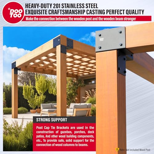 Stainless Steel Pergola Brackets, 6x6(Actual 5.5") Corner Post to Beam Bracket, Heavy Duty Post Cap Tie Bracket for Gazebos, Decks and Porches(4pcs-Black) - size: Corner 6"x6"(Actual 5.5"x5.5")