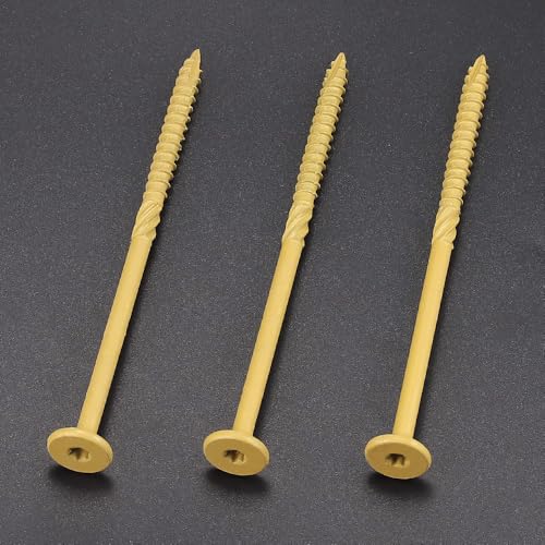 40 Pack 1/4 x 4 inch Heavy-Duty Structural Wood Screws, Star Drive, Rust Resistant Screws for Deck, Timber, Log, Landscaping, Yellow Epoxy Coated, Sharp Self Tapping Point, T30 Bit Included - color: Yellow, size: 1/4 x 4"