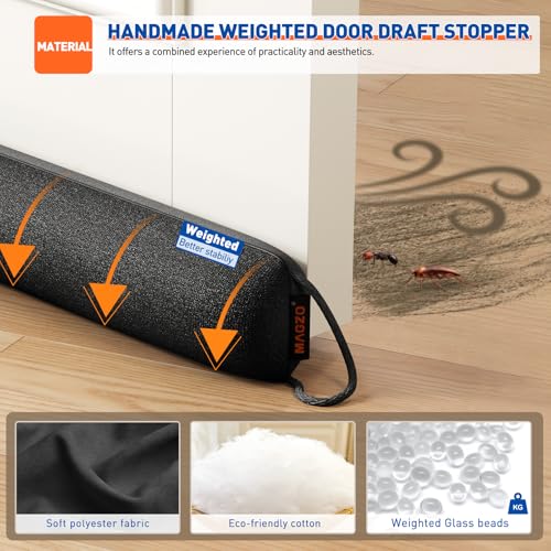 MAGZO Weighted Door Draft Stopper for Bottom of Door 36 Inches, Black