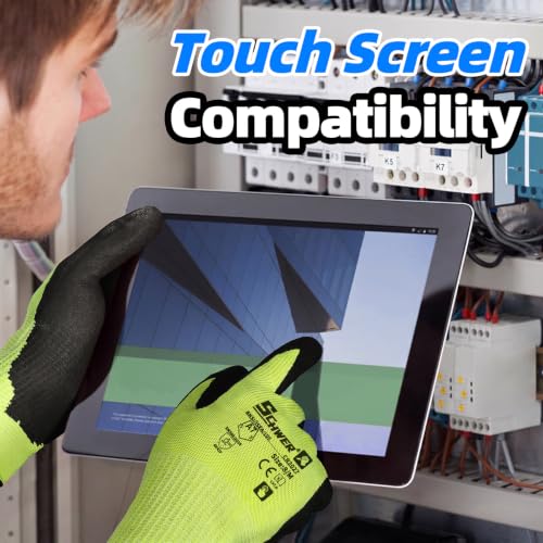 Schwer 2 Pairs A7 Cut Resistant Work Gloves, Touchscreen, CR3027, S - color: Yellow, size: Small