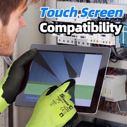 Schwer 2 Pairs A7 Cut Resistant Work Gloves, Touchscreen, CR3027, XL - color: Yellow, size: X-Large