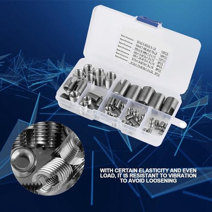 50 Pcs Threaded Inserts, Stainless Steel Inner Thread, self Tapping Insert Set with Storage Box, M3/M4/M5/M6/M8/M10/M12/M14/M16