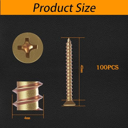 M4×40mm Phillips Countersunk Wood Screws,1022A Color Zinc - size: M4×40mm（100pcs）