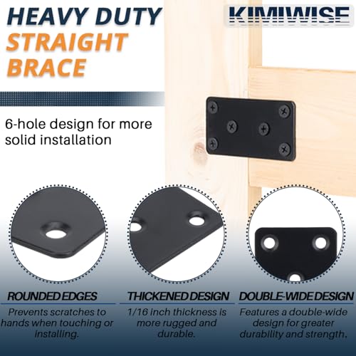 4 Pcs Flat Mending Plate, 1.5''x3.1'' Black Stainless Steel Metal Flat Straight Brace Bracket, Fixing Brace Joining Plates for Furniture, Wood, Shelves, Cabinet with 2 Different Lengths of Screws - size: 4pcs-40x80mm/1.57x3.15''
