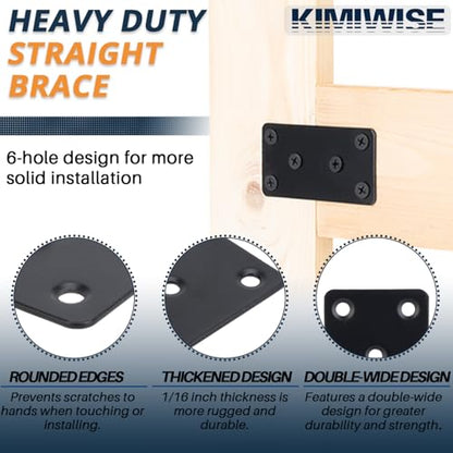 4 Pcs Flat Mending Plate, 1.5''x3.1'' Black Stainless Steel Metal Flat Straight Brace Bracket, Fixing Brace Joining Plates for Furniture, Wood, Shelves, Cabinet with 2 Different Lengths of Screws - size: 4pcs-40x80mm/1.57x3.15''