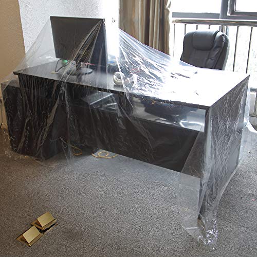 Bates Plastic Drop Cloths - 2 Pack, 6x9 Feet, Clear Plastic Tarp for Painting