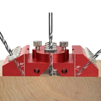 Toolcool 30 45 90 Degree Angle Drill Guide Jig for Straight Angled Holes with Detachable Drill Bushings And Positioning Bar