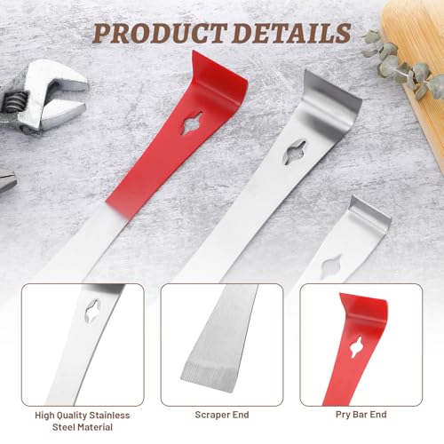 3PCS Pry Bar Scraper, Stainless Steel Bee Hive Tool Small Flat Pry Bar