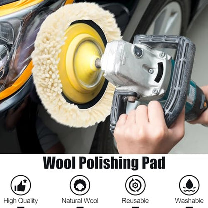 6 PCS Wool Buffing Polishing Pads - 8 Inch Natural Wool Cutting Pads with Hook and Loop Backing Compound & Polishing for Automotive Car Boats Glass Furniture Repair - size: 8" -6P