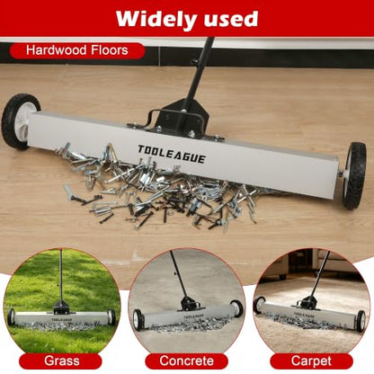 36" Rolling Magnetic Sweeper with Wheels, 55LB, 3Pcs Magnet Sweeper Set - size: 36-inch（55LBS)