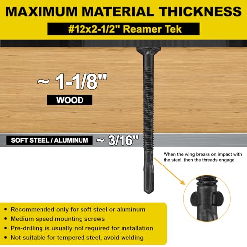 #12 x 2-1/2 Self-Tapping Trailer Deck Screws,286PcsT25 Star Bits Screws - color: Black, size: #12 x 2-1/2in 286pcs