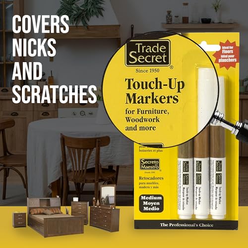Trade Secret Trio Wood Touch-Up Markers, Furniture Scratch Repair - color: Medium Tones