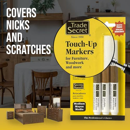 Trade Secret Trio Wood Touch-Up Markers, Furniture Scratch Repair - color: Medium Tones