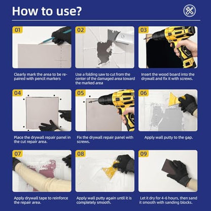 Drywall Repair Kit with 20"x20" Panel - Large Hole Patch for Walls - style: 20" Professional Kit
