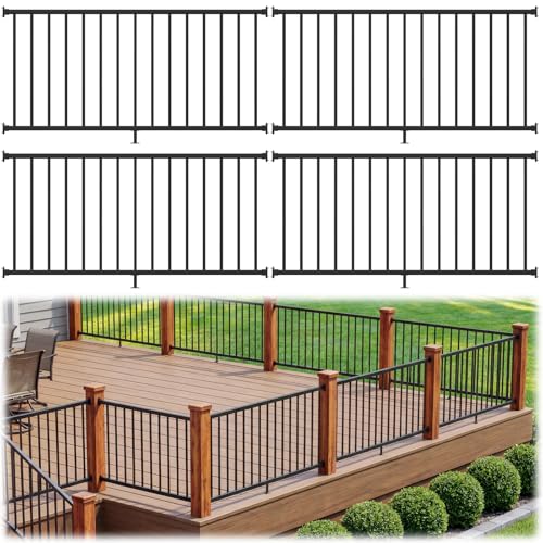 36 in H x 24 ft W Modular Real Aluminum Deck Railing Kit, 4 Panels - color: 6ft Level - 4Pack