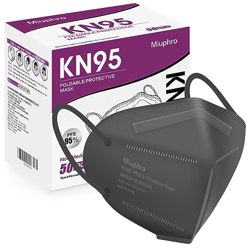 Miuphro 50 Pack Cup Dust Safety Disposable Masks, KN95 5-Layer Foldable Masks - color: Gray