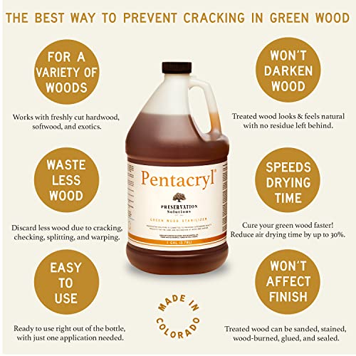 Pentacryl Green Wood Stabilizer 1 Gallon by Preservation Solutions, Prevents Cracking & Shrinking, Ideal for Woodworkers