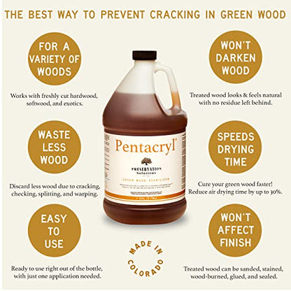 Pentacryl Green Wood Stabilizer 1 Gallon by Preservation Solutions, Prevents Cracking & Shrinking, Ideal for Woodworkers