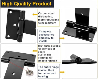 Heavy Duty T Strap Gate Hinges,12 Inch 4mm Thick - 180° Open - size: Middle