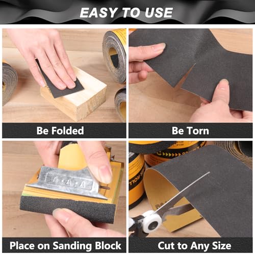 Sandpaper Roll 80 Grit, Wet Dry Sand Paper 3-2/3" Wide 11 Yard - style: 80 Grit
