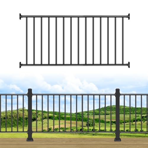 38in H x 6ft W Aluminum Horizontal Deck Railing,Black,1 Panel - size: 38in.H x 6ft.W