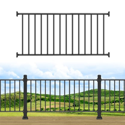 38in H x 6ft W Aluminum Horizontal Deck Railing,Black,1 Panel - size: 38in.H x 6ft.W