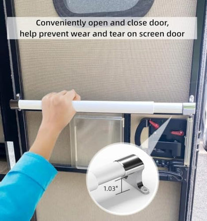RV Screen Door Cross Bar Handle with Metal Base, 21.5"- 32" Adjust