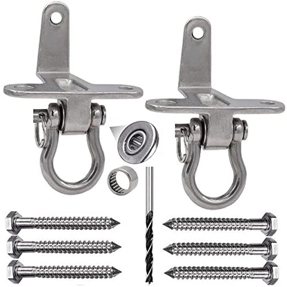 2-Pack Stainless Steel Swing Hangers, Anti-Rust Heavy Duty Hanger, Slient Bearing 180° Rotary Swing, 1500LB Wooden Concrete Playground Yoga Hammock Chair, Sandbag Porch Swing Frame