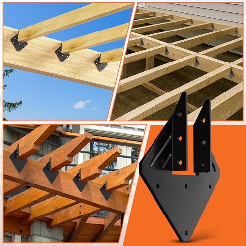 20 Pcs Black Hurricane Tie for Rafter - Heavy Duty 13 Gauge Hurricane Clips for Trusses, Roof Rafter Brackets fits 2x4,2x6 Wood, Rafter Connector, Roof Truss Clips, Hurricane Ties - style: Black Hurricane ties - 20pcs
