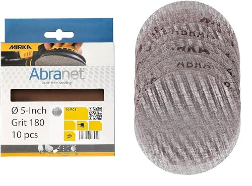 Mirka Abranet 5 Inch 180 Grit Mesh Sanding Discs, Hook and Loop, 10 Pack - size: Grit 180