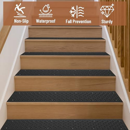 30 x 3.75 Inch Aluminum Stair Tread, 8 Pack Non Slip Metal Nosing - color: Black