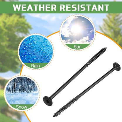 Hicarer 100 Pcs 6 Inch Lag Screws Structural Wood Screws #14 x 6, Heavy Duty Construction Screw Star Drive Timber Screw Bulk, Rust Resistant, Black Coated for Exterior Wood Log Decking Landscaping