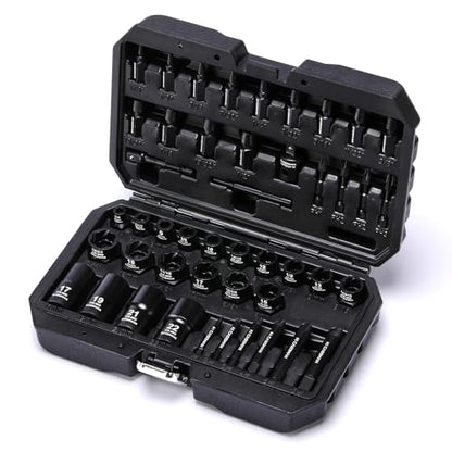 CASOMAN 3/8" Drive Bolt & Nut Extractor Set, Heavy Duty Screw Extractor Kit with Adapter and Pin for Removing Damaged Rusted Broken Rounded Fasteners off with a Storage Case, CR-MO - size: 46-Piece