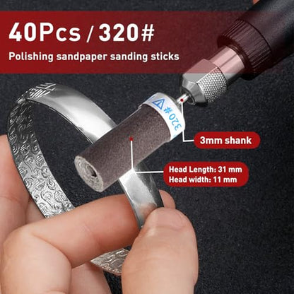 40PCS Sanding Sticks,320 Grit Sanding Drums for Dremel Rotary Tool - style: 320 Grit 40 Pcs