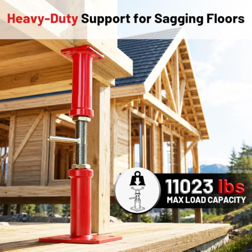 Adjustable House Jack 4 Pack, 5.3–8 Inch Floor Support Posts, Screw Jack for Leveling Floors, Crawlspace, Deck & Beam Support, Heavy Duty Steel